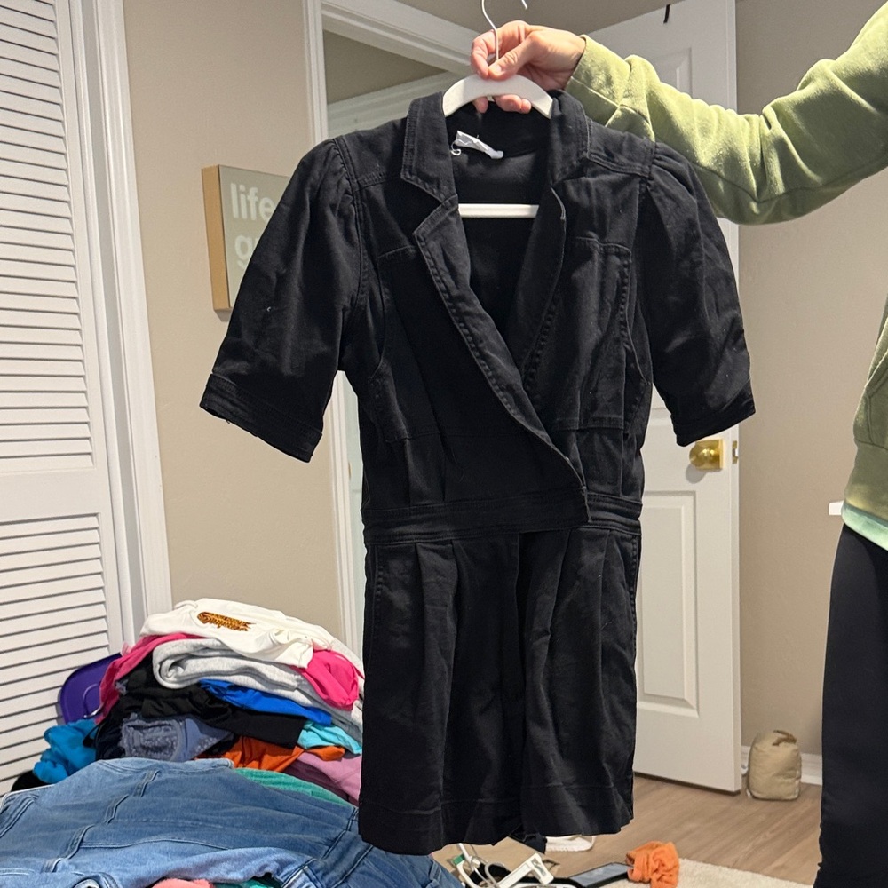 Black Short Sleeve denim Dress